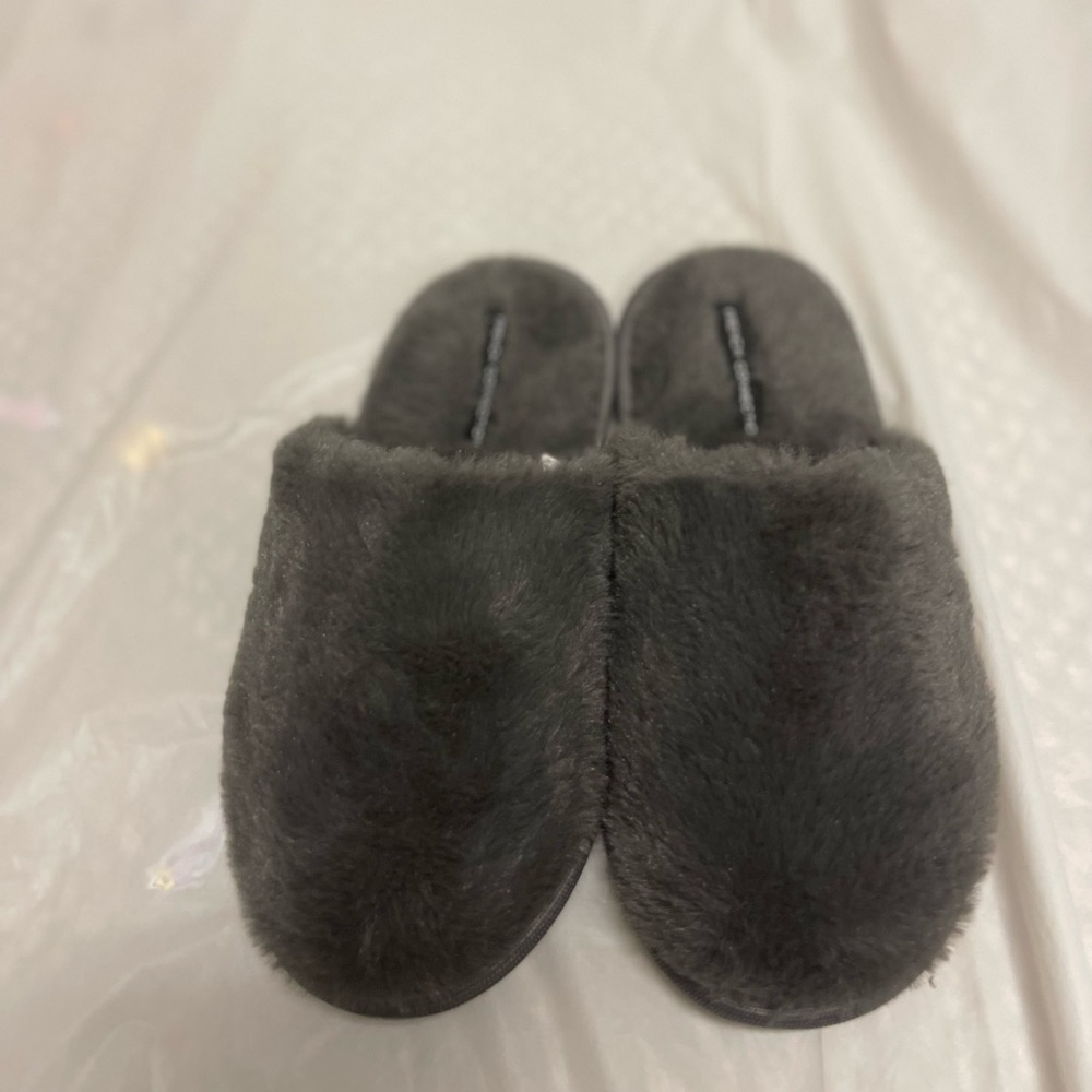 Grey cozy slippers for home or for on the go in a size medium